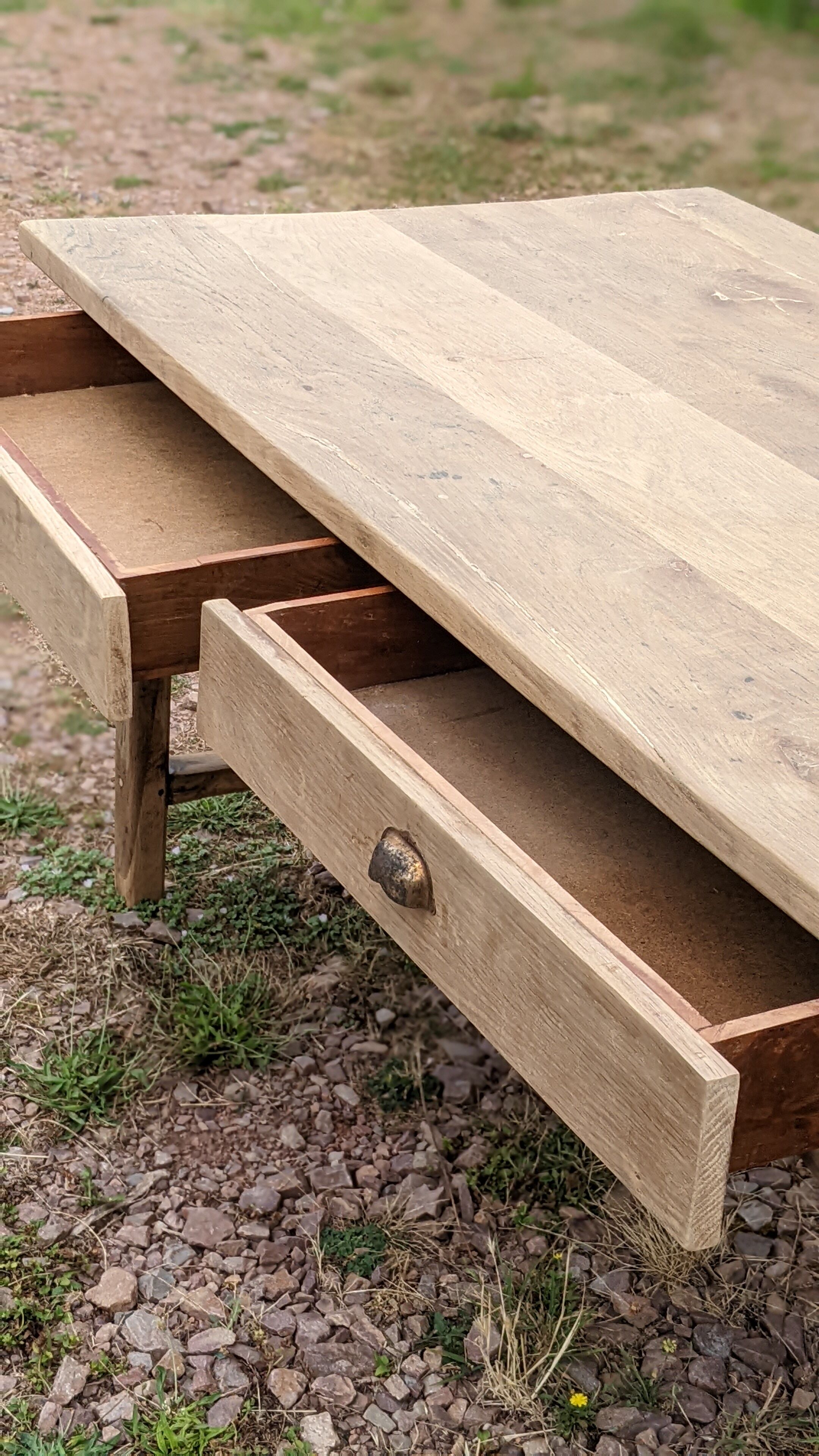 Old farmhouse table 2 drawers