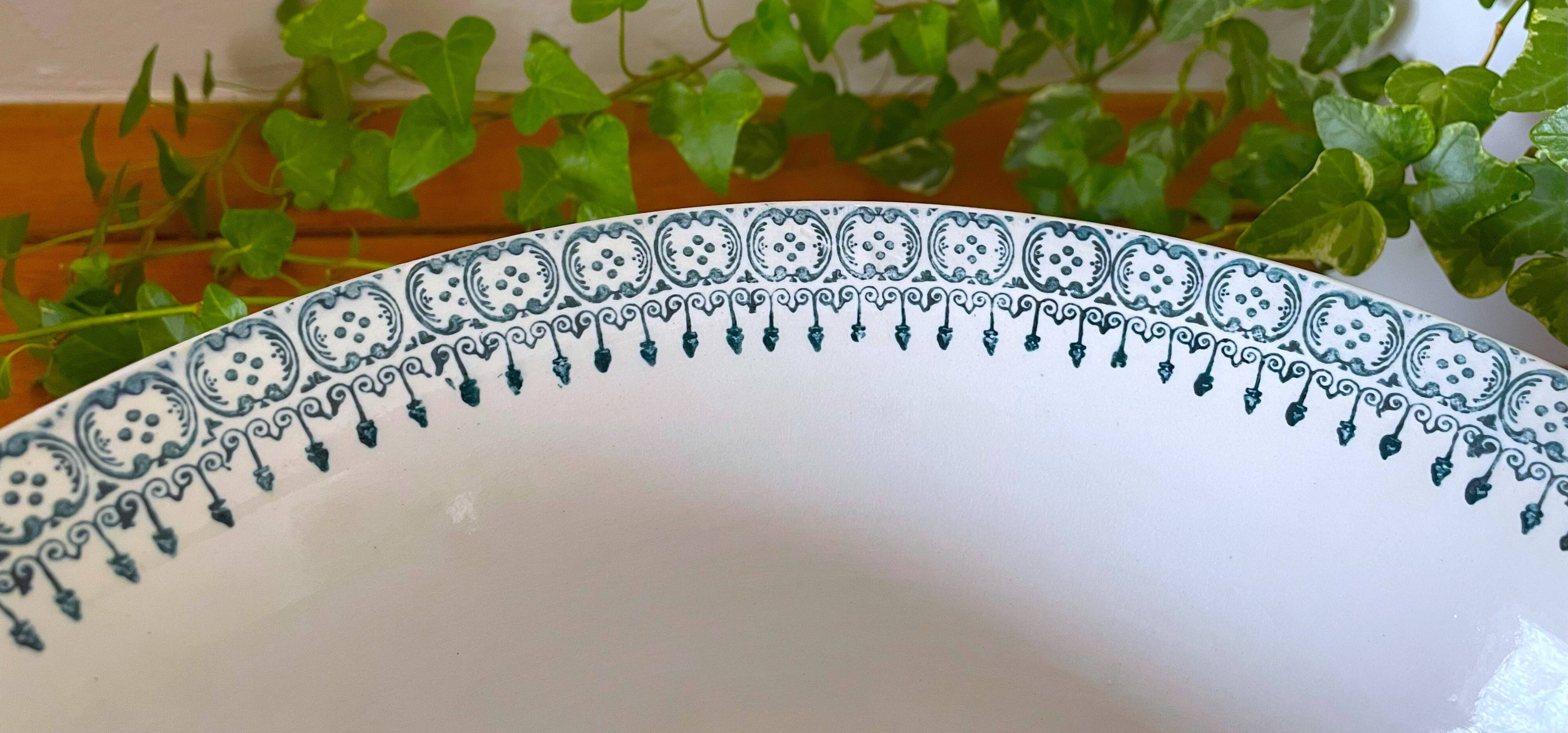 Large antique earthenware salad bowl from Saint-Amand (North)