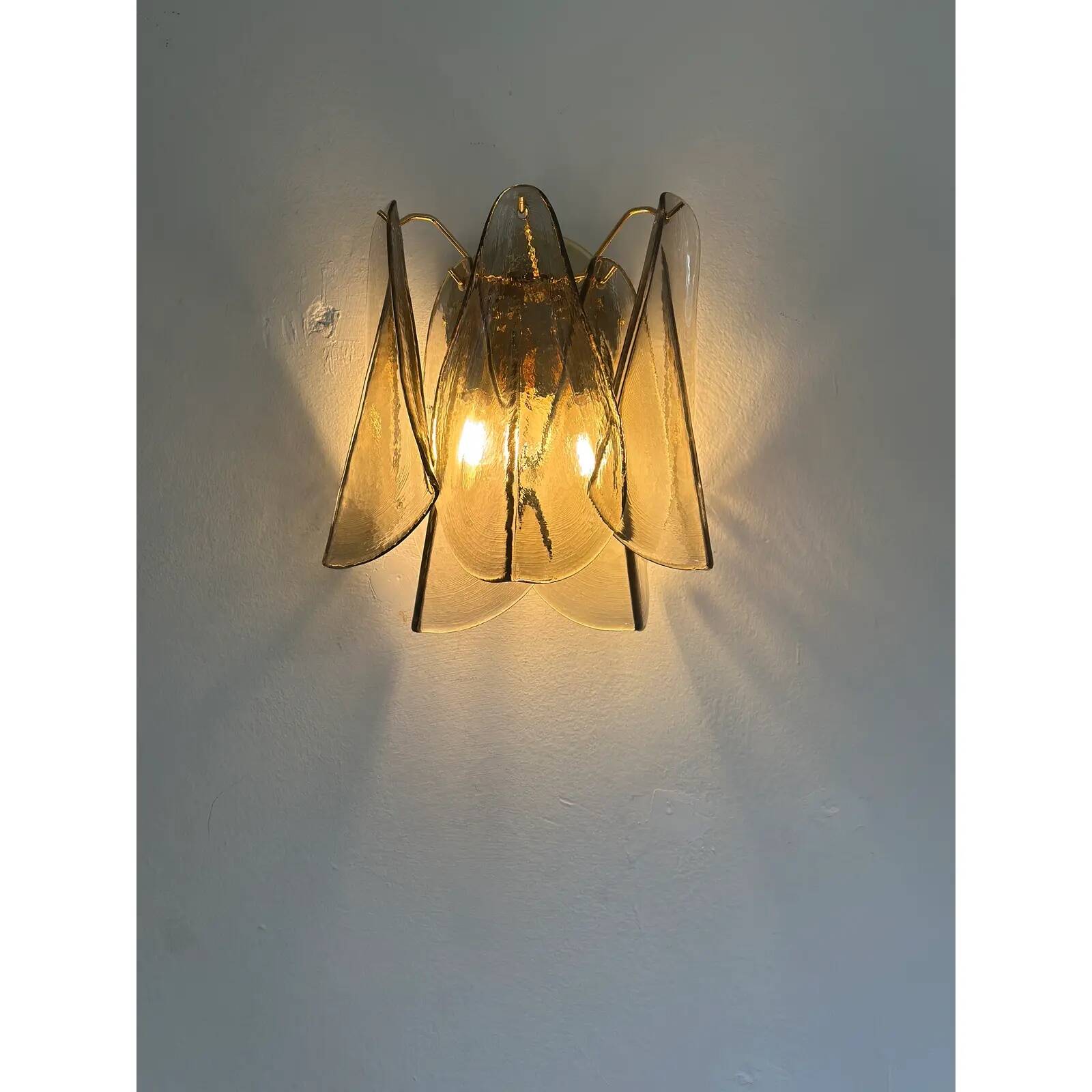 Modern Art Glass “Rondini” Wall Sconces in Smoked Fumè Murano Style