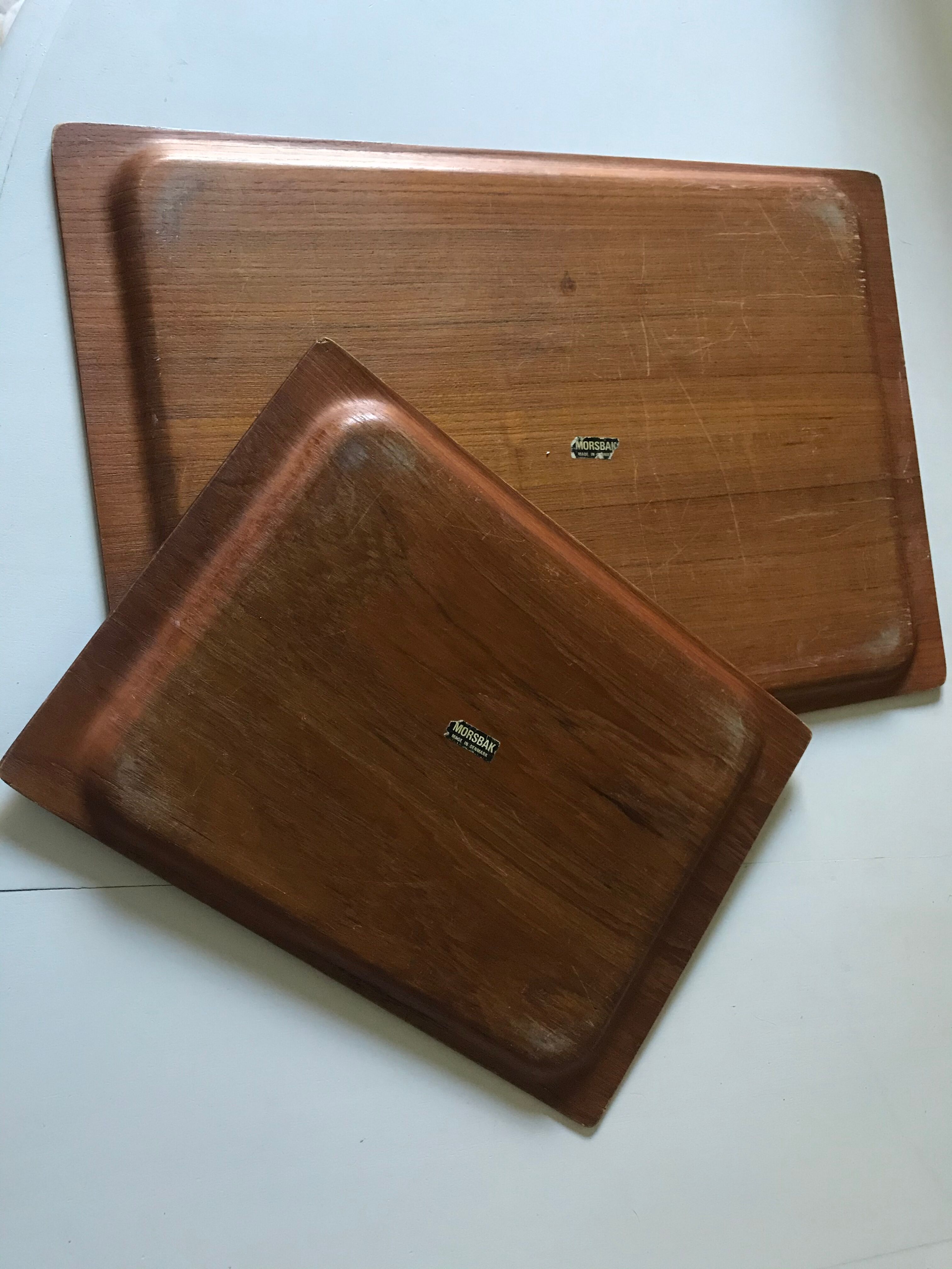 Pair of teak trays
