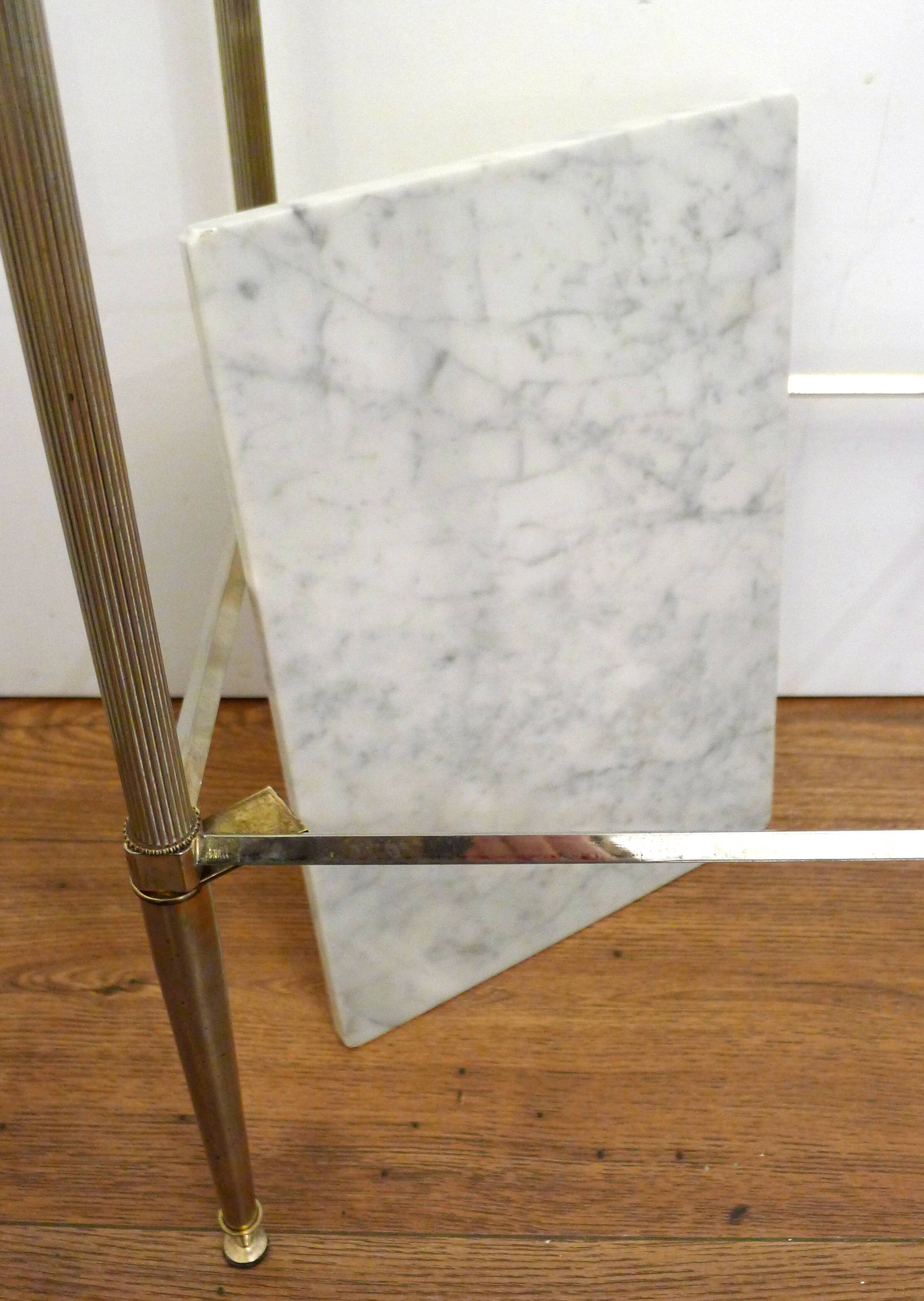 Small Regency-style side table, gold, glass & marble, 1970s.