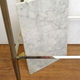 Small Regency-style side table, gold, glass & marble, 1970s.