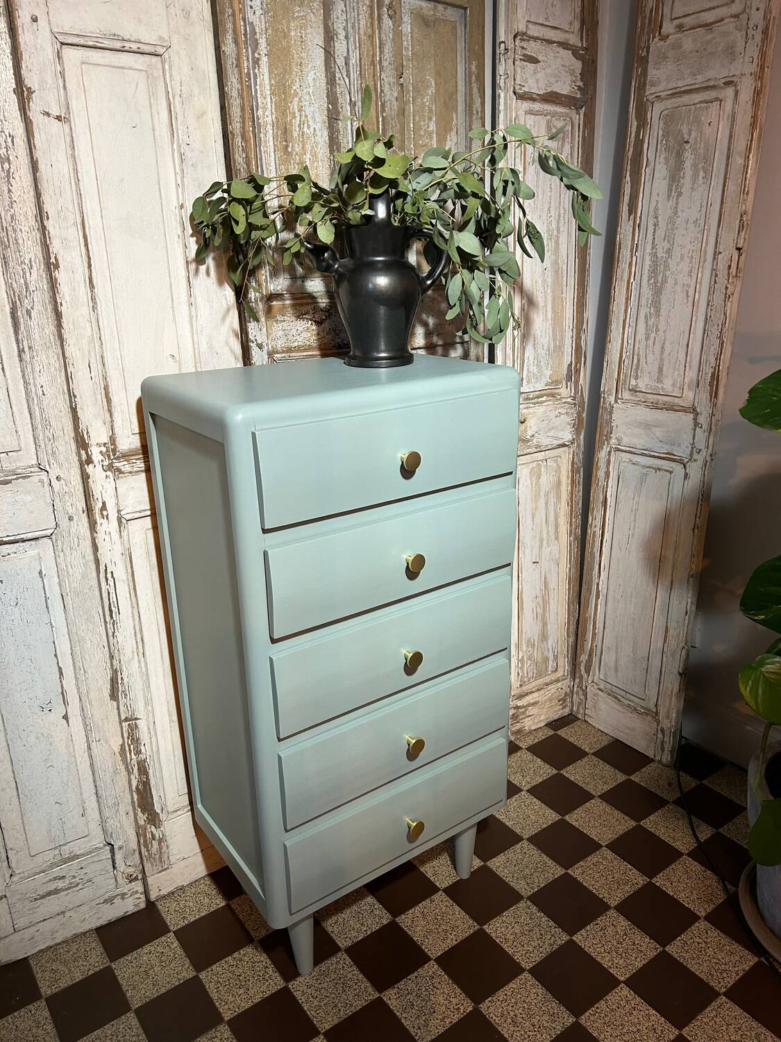 Chiffonnier vintage 1950-60 vert sauge