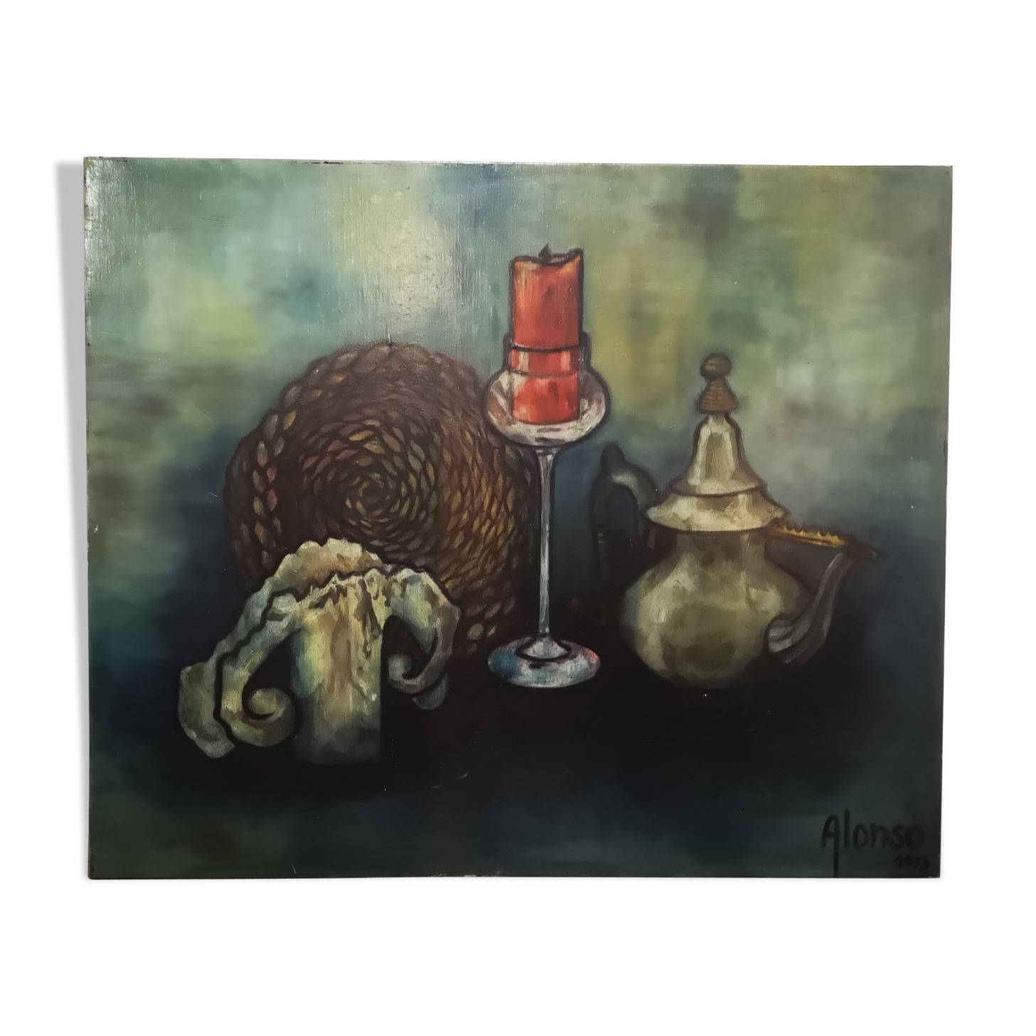 Oil on ancient still life canvas