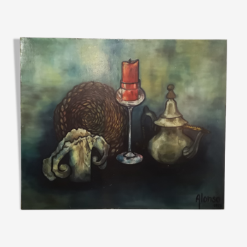 Huile sur toile nature morte ancienne