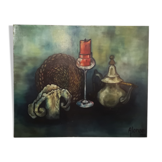 Oil on ancient still life canvas