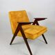 Fauteuil caméléon en or jaune attribué à jozef chierowski, 1970