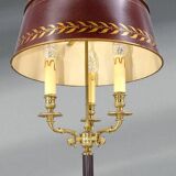 Lampe Bouillotte Bronze Style Empire Abat-jour & Pied laqué Bordeaux