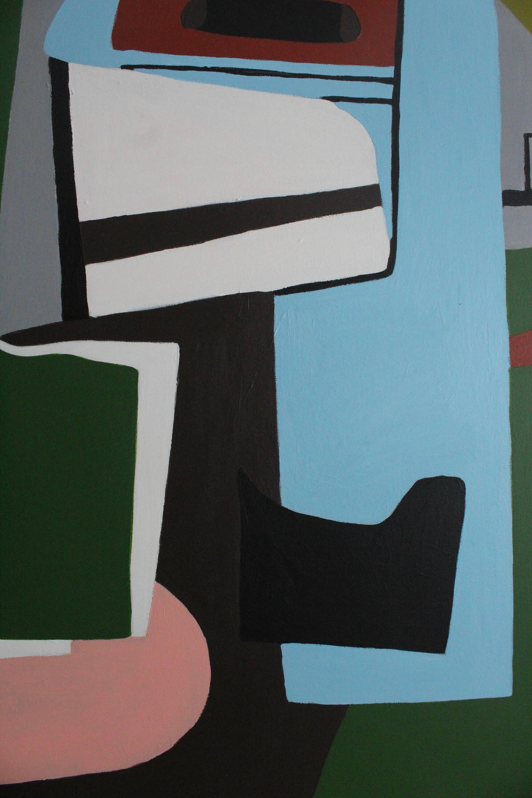 Original abstract painting "Powerful alignment" on canvas 100x81cm.