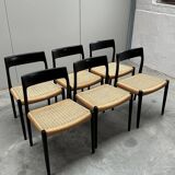 Set of 6 rare 'model 77' chairs, Niels O. Møller, JL Møllers Møbelfabrik, 60s