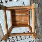 Pair Tabouret wears tripod plant solid wooden sofa tip 1950 Vintage furniture decoration