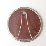 Adjustable Beveled Round Mirror in Metal Frame for Table or Wall