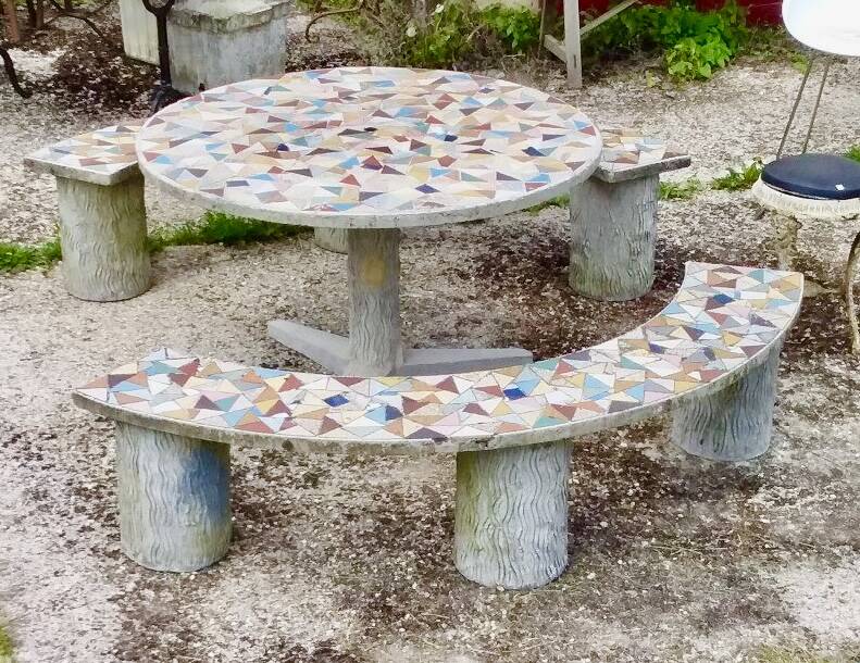 Stone and mosaic garden furniture