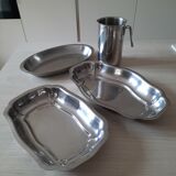 Lot de 3 plats et 1 pichet inox