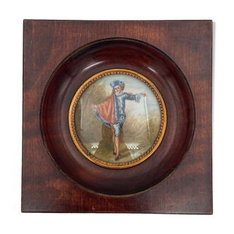 Miniature by marguerite signature to identify young man in costume