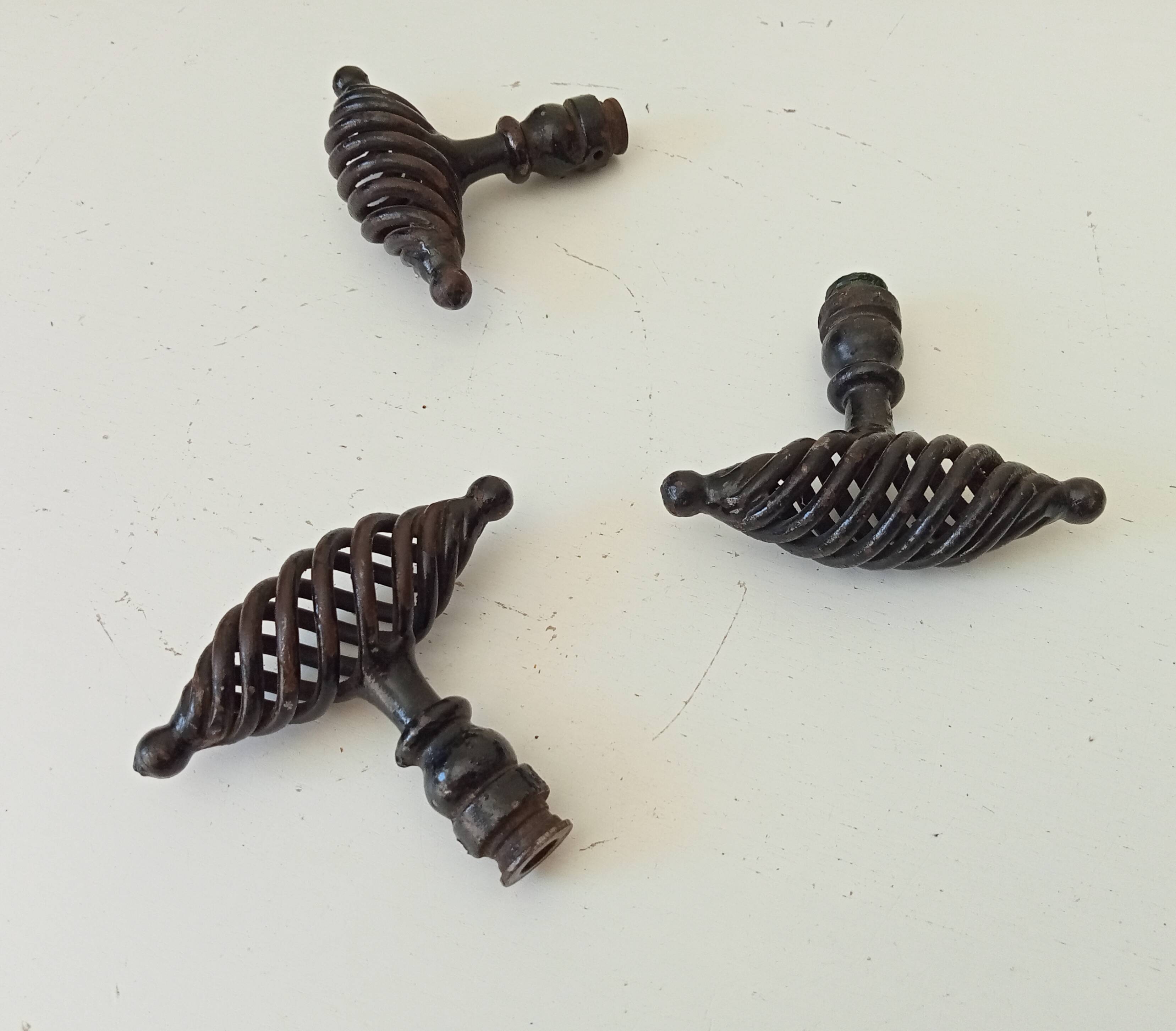 Antique twisted wrought iron door handle