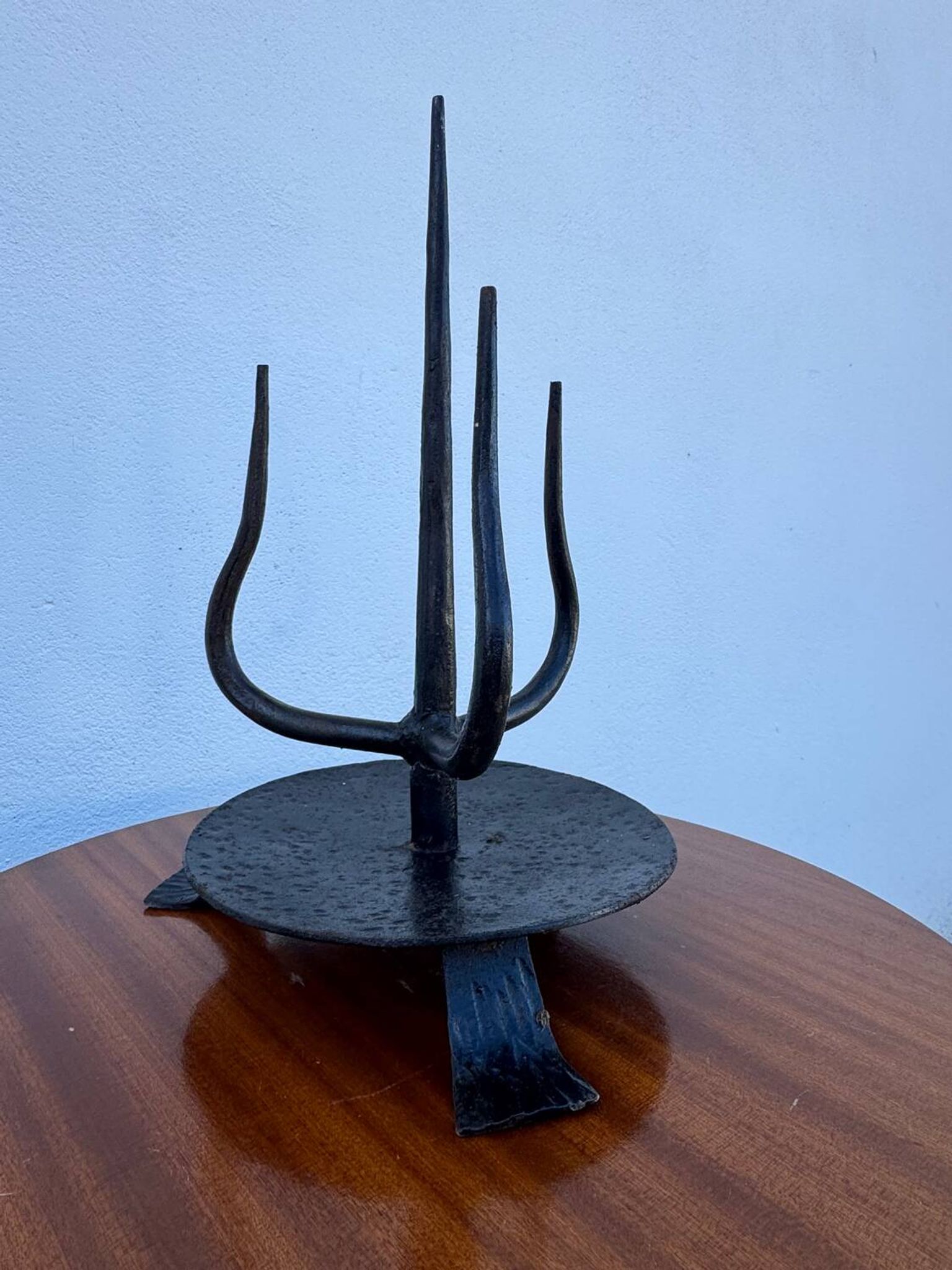 Brutalist wrought iron candlestick holder