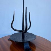 Brutalist wrought iron candlestick holder