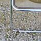 Set of 4 70s design folding chairs in smoked plexiglass and chrome metal