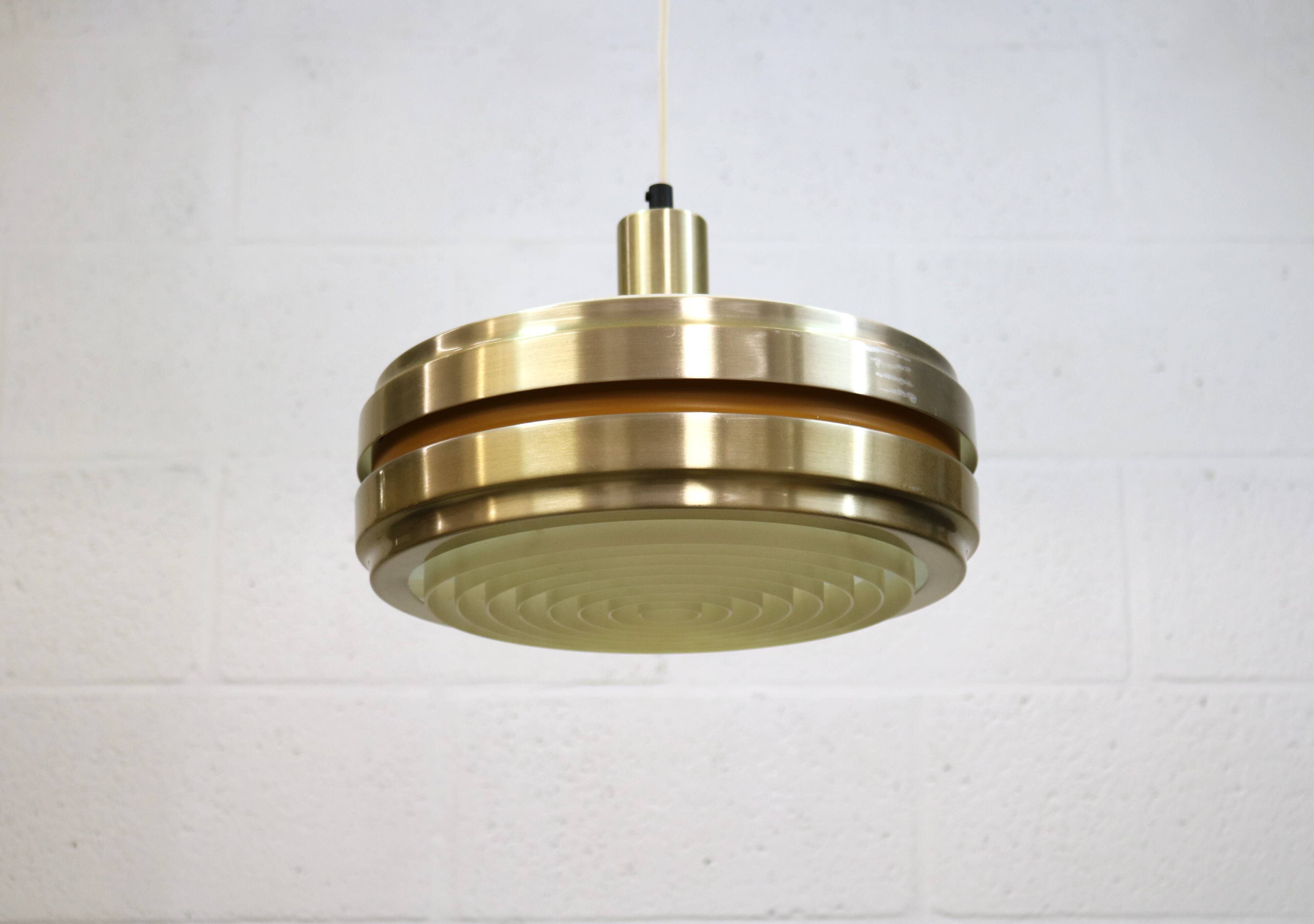 Golden vintage brass lamp: 1970s Scandinavian Mid-Century Modern