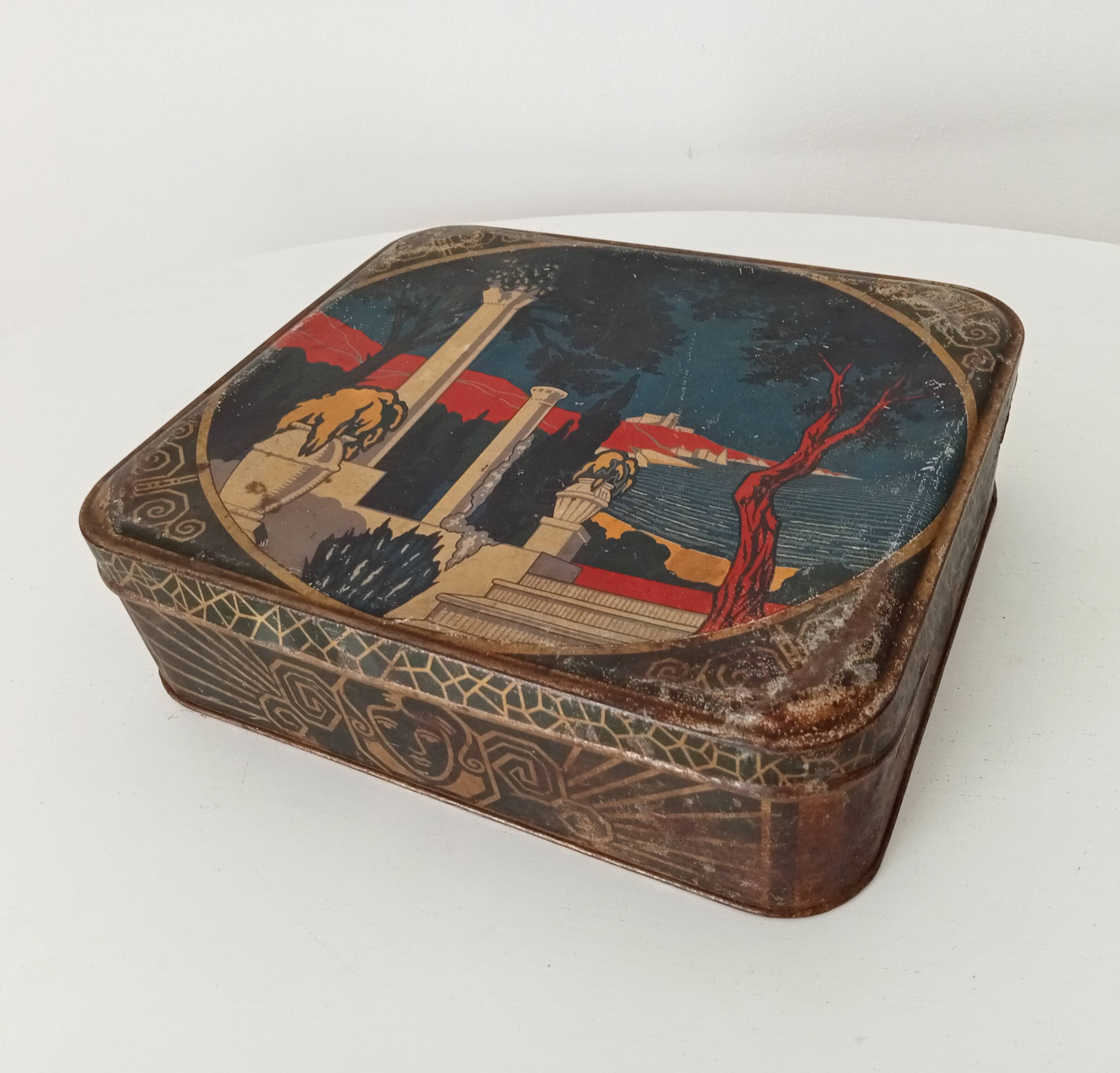 Old art deco biscuit box from the 1920s