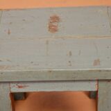 Antique Burmese teak bedside table with original blue patina