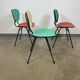 Set of 3 two-tone formica chairs from the 50s