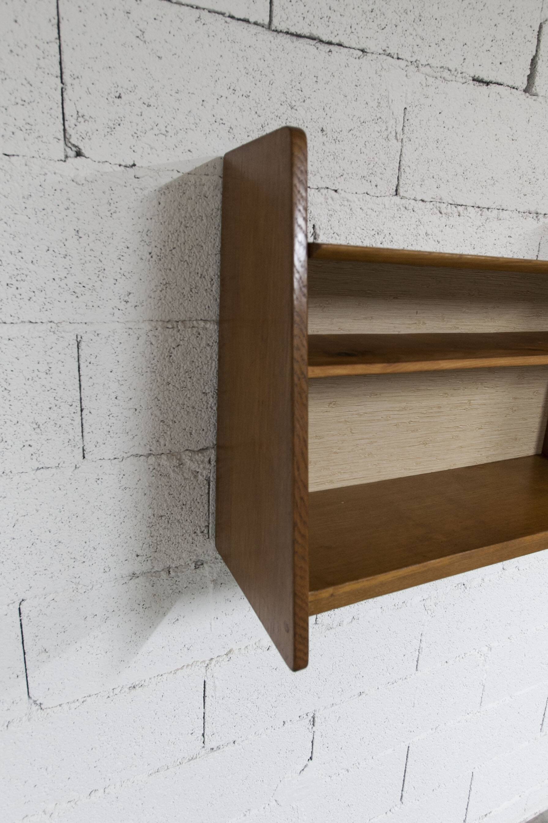 1950 wall shelf solid oak invisible fixings