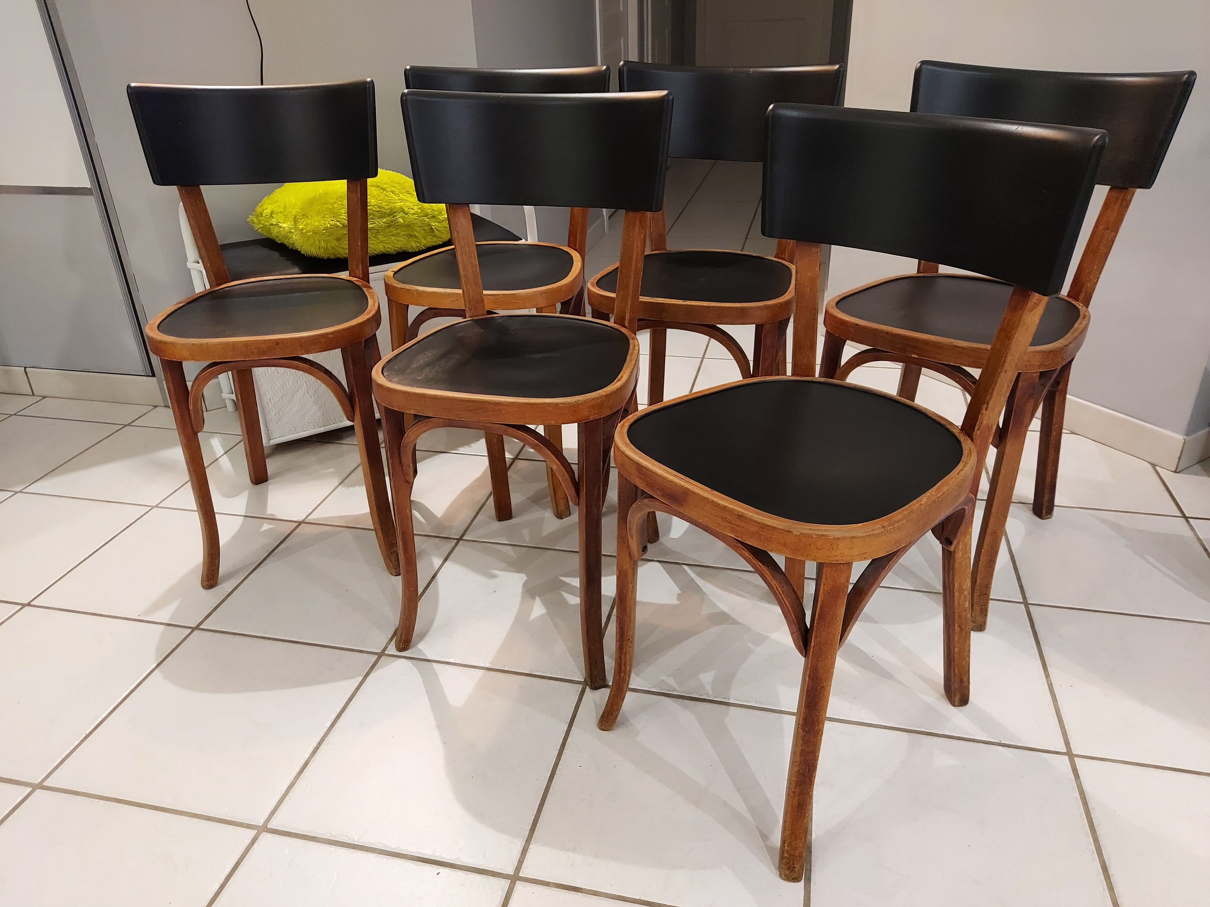 Suite de 6 chaises de bistrot Baumann années 1950