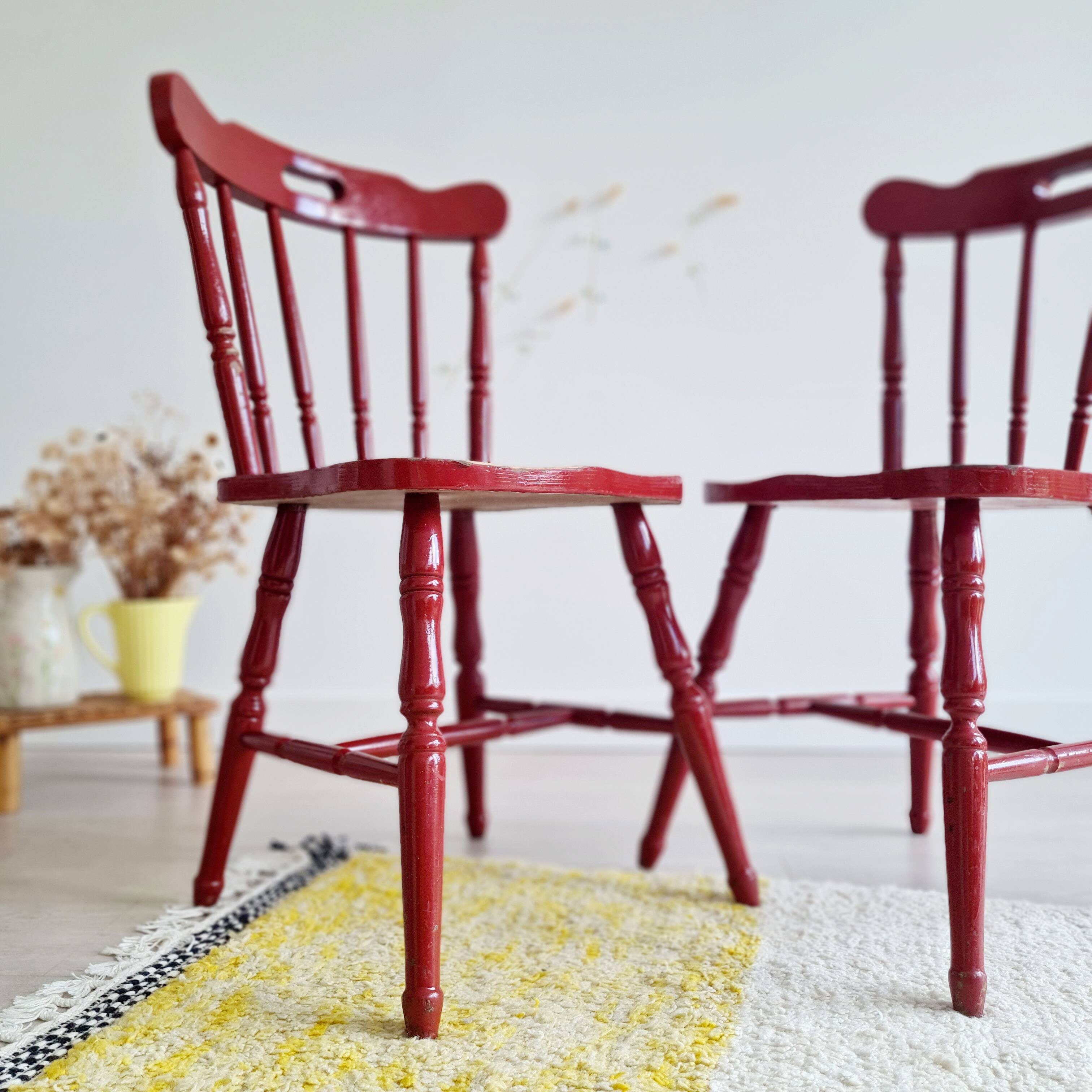 Antique Western bistro chairs in patinated red