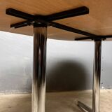 Vintage Dining Table Oval Chrome Solid Oak