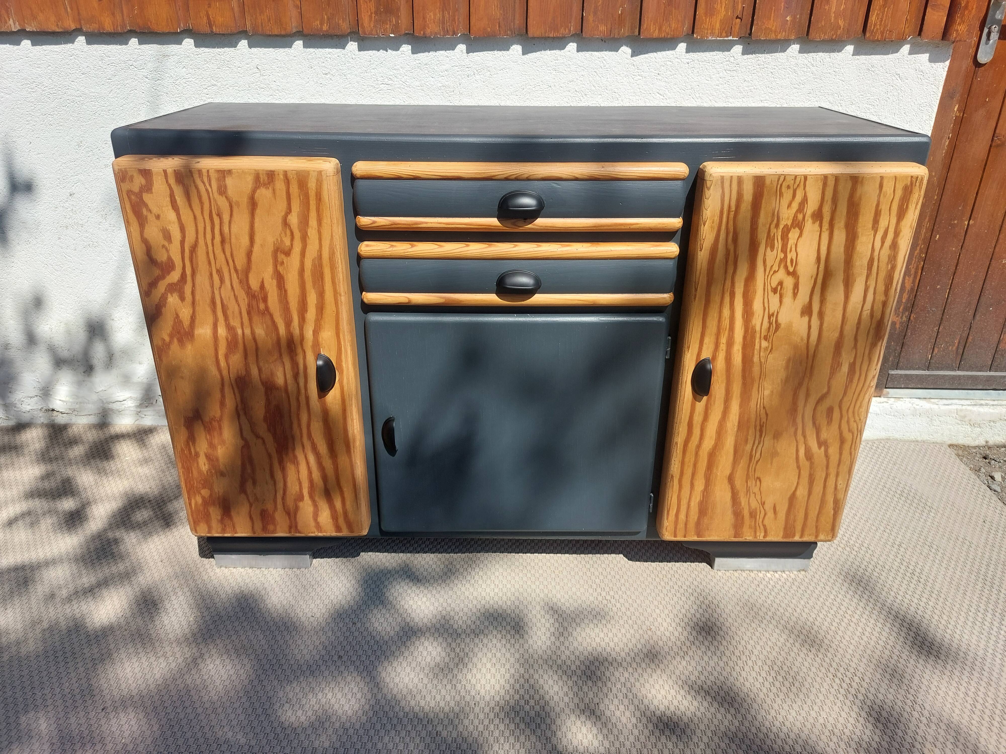 buffet Mado bois poncé et gris anthracite