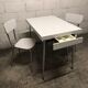 Gray strillee white formica table with 2 chairs 60s