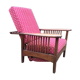 Vintage morris armchair in beech and fabric bordeaux napoleon iii