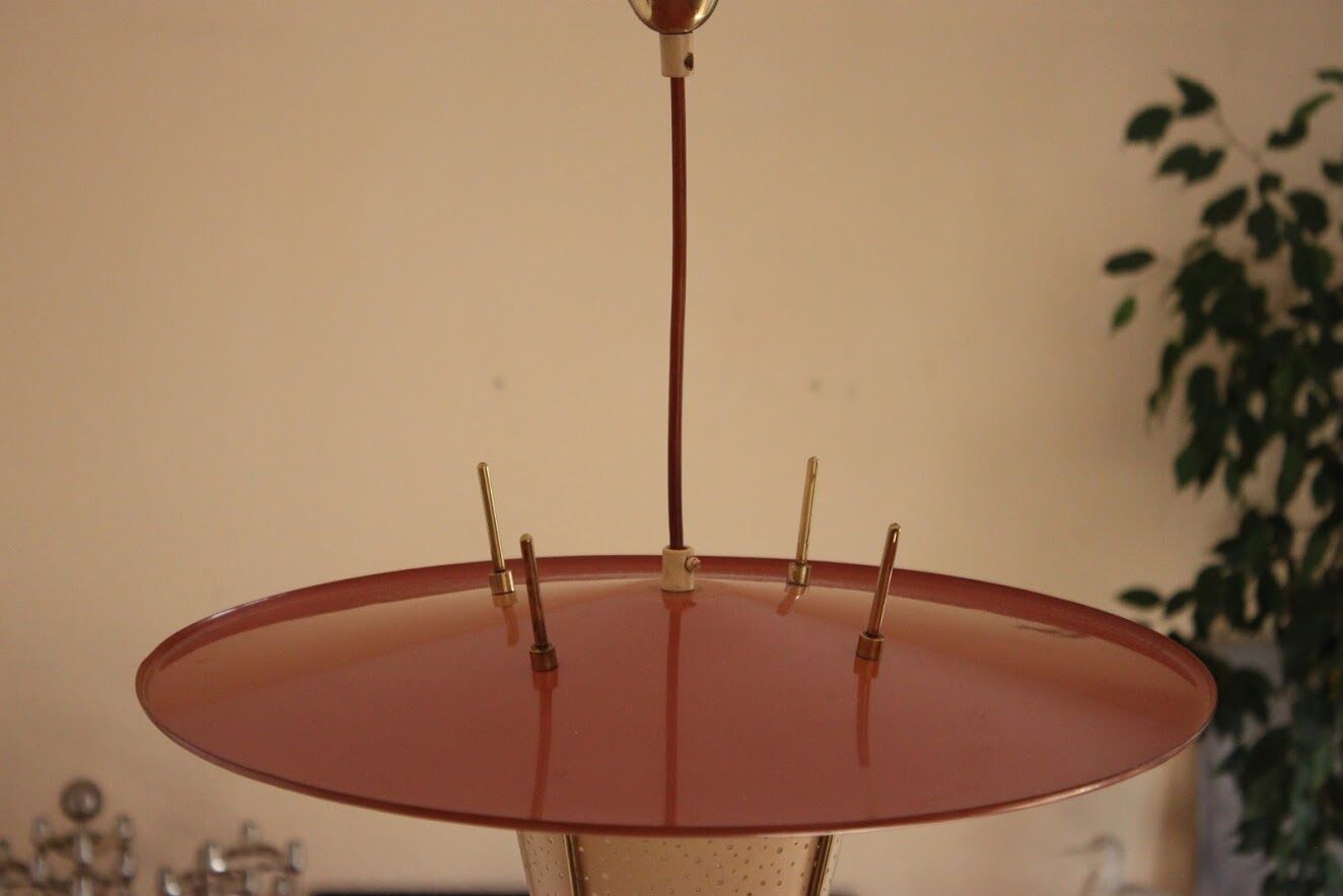 Hanging lamp by Ernest Igl perforated tole for Hillebrand