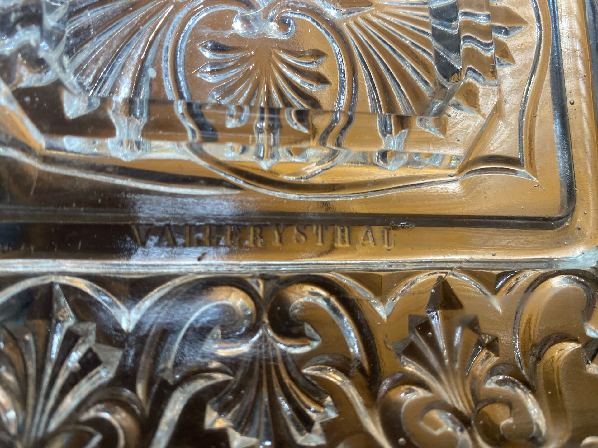 Vintage vallerysthal crystal moulded cut pocket ashtray #