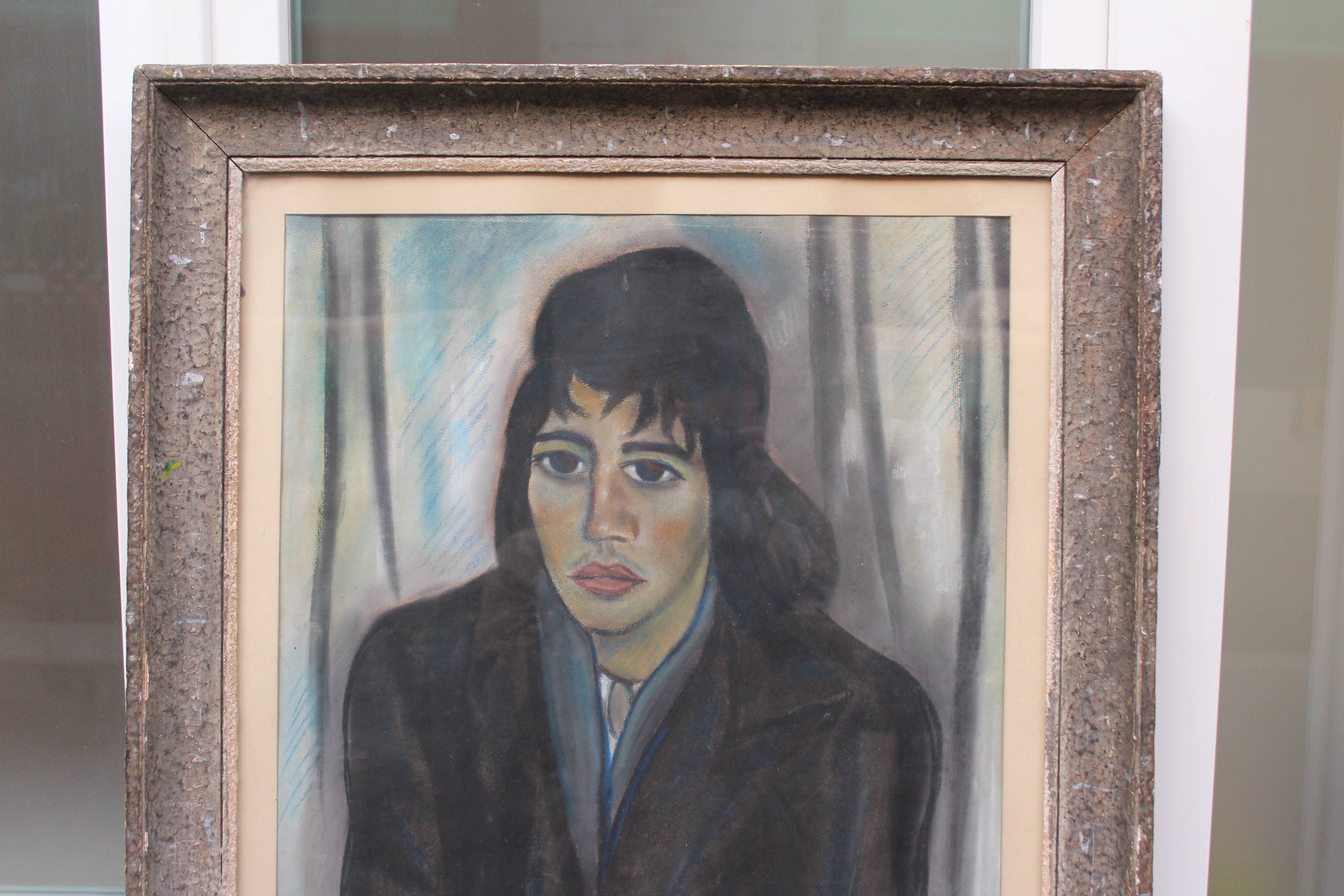 Pastel portrait Young man signed jules Tristani