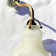 Brass gooseneck wall lamp, with brass socket and porcelain base.