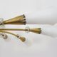 Modernist chandelier with 10 brass branches and white glass tubes, 1970s