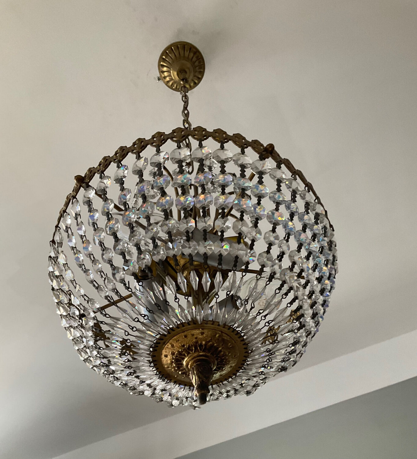 Brass tassel basket chandelier