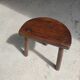 Stool in solid wood tripod seat half-moon