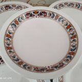 Set of 6 hollow plates in porcelain Bavaria white floral frieze 70s