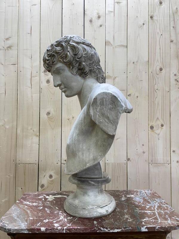 Buste D’Antinous dit Antinoüs Dicouen en plâtre modèle du Louvre