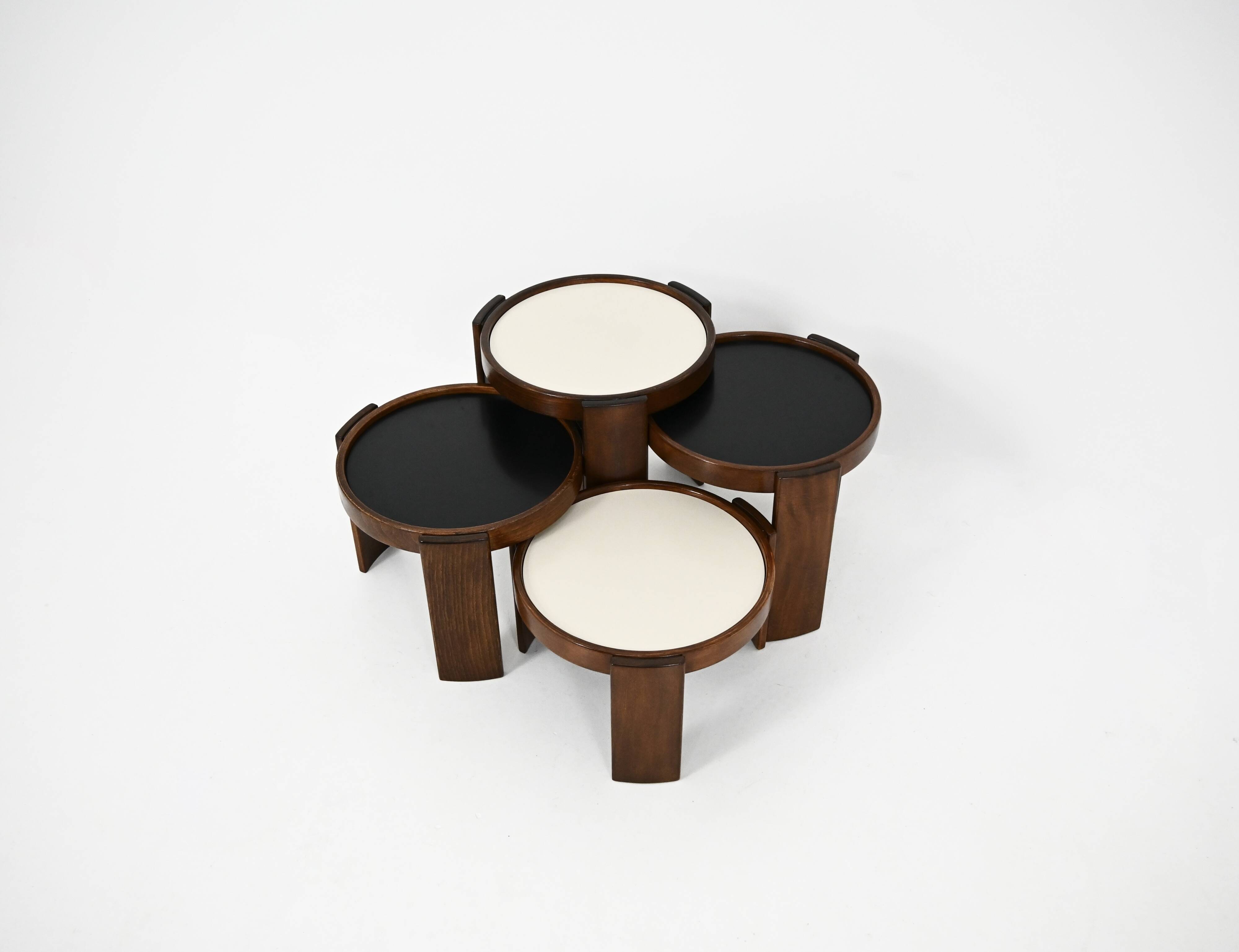 Nest tables model 780, created by Gianfranco Frattini for Cassina, year