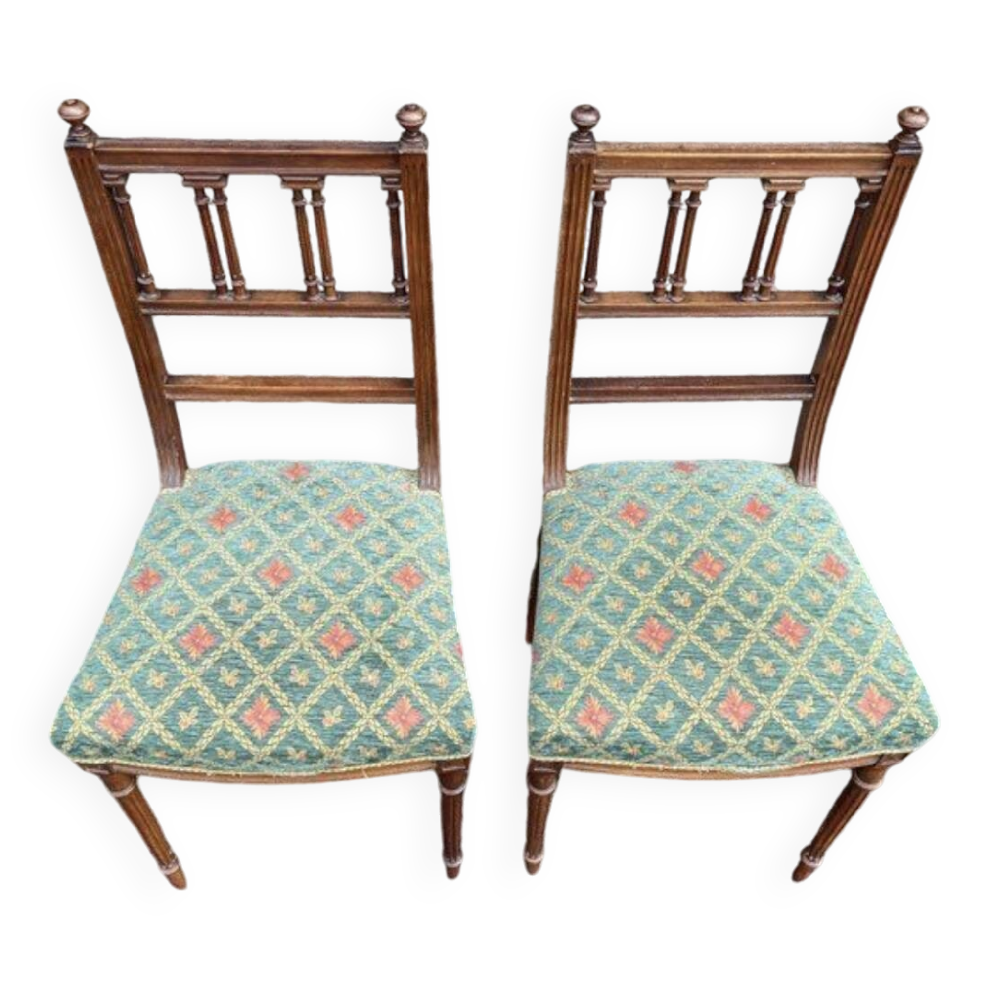 2 Napoleon III chairs upholstered in tapestry