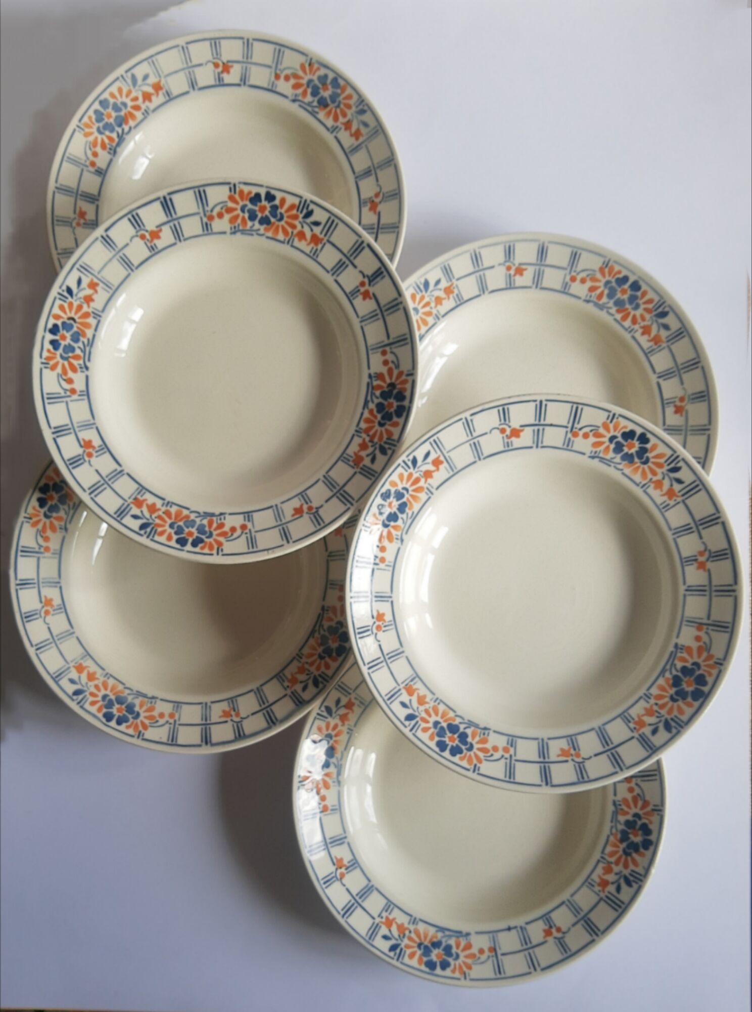 Set of 6 hollow plates Badonvillers chavillé vintage