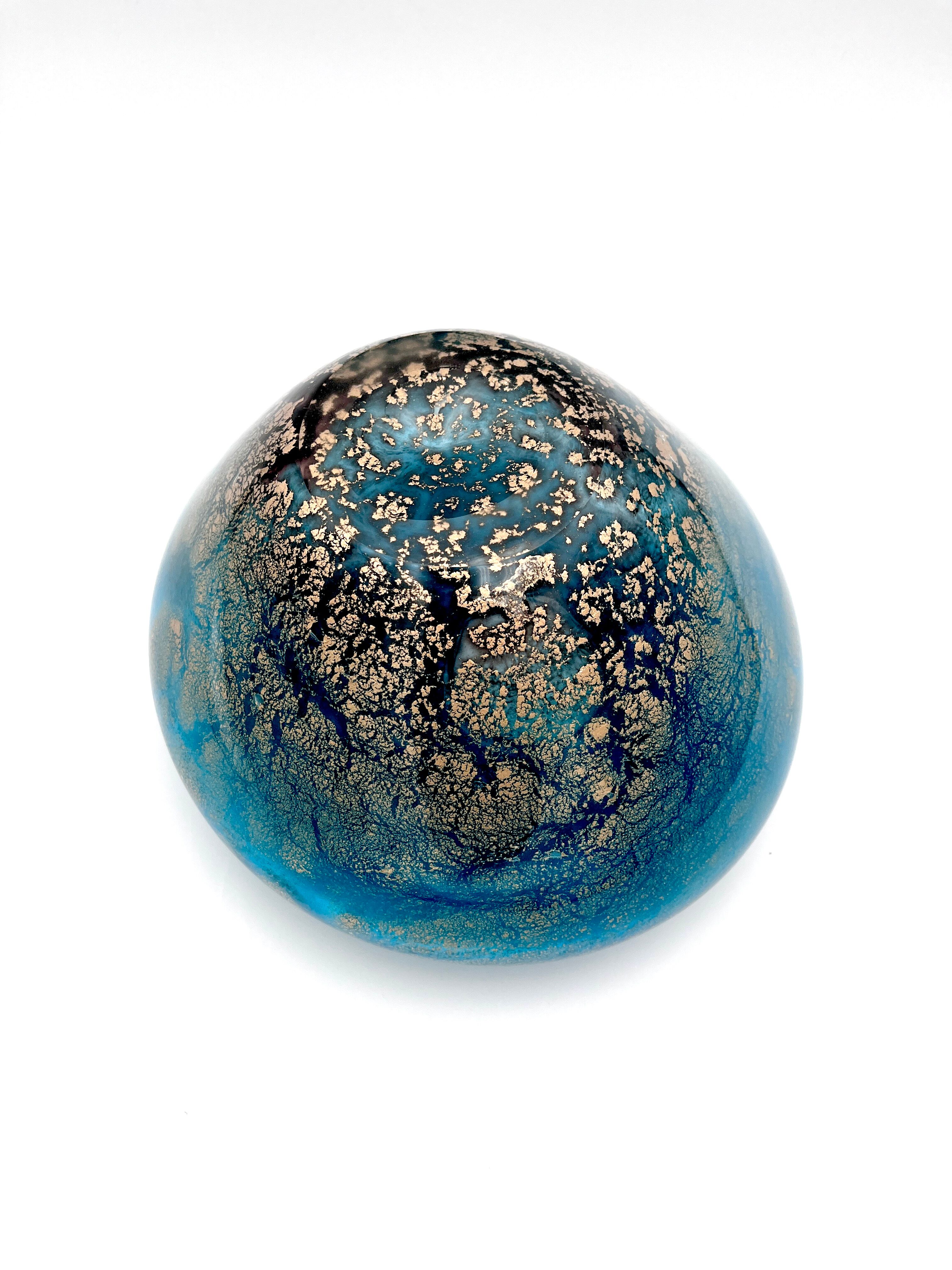 Masterpiece Murano: Lagoon Blue & 24K Gold Pebble Vase