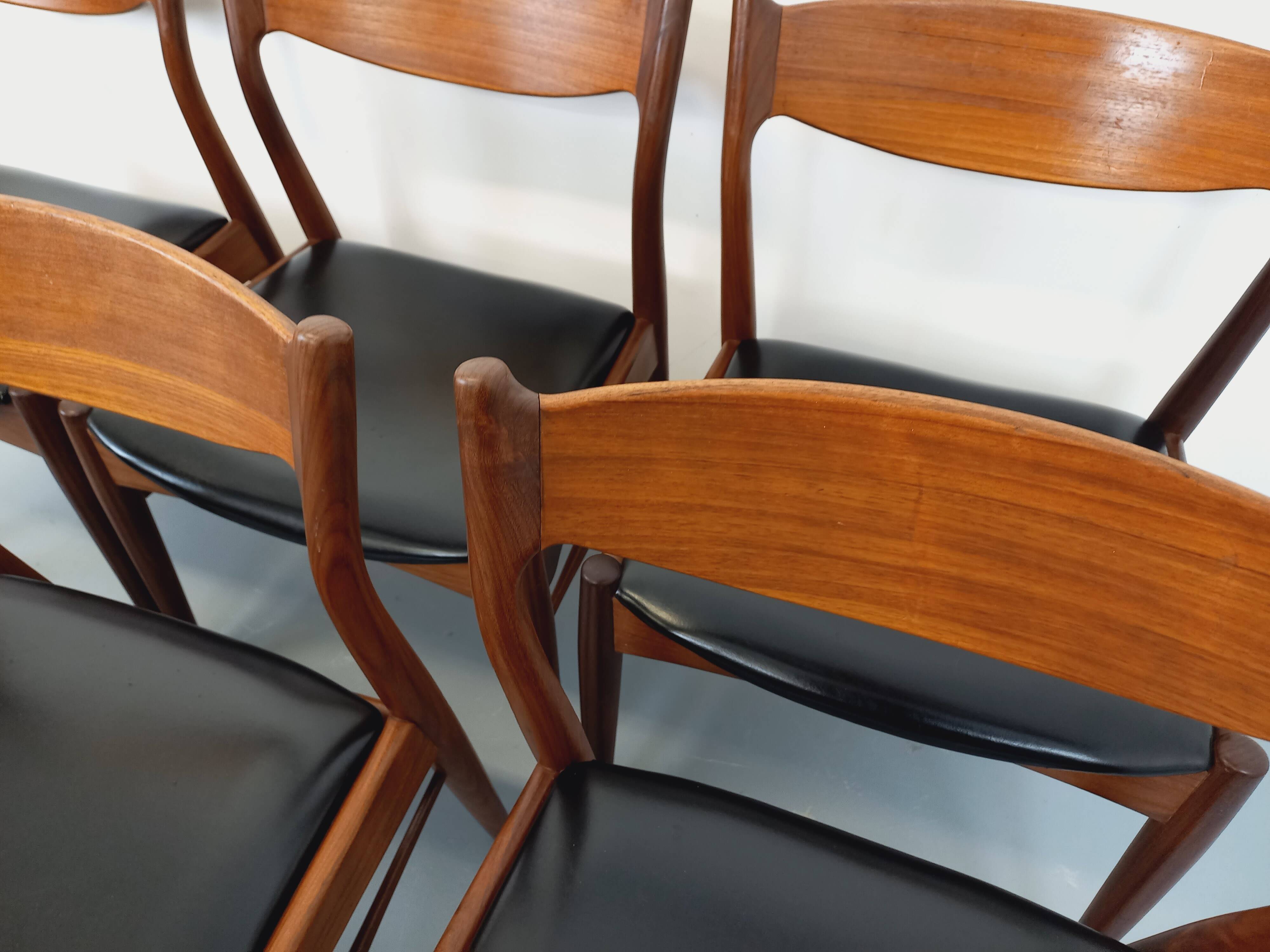 6 vintage Danish Scandinavian chairs by Aerthoj Jensen & Molholm in teak.