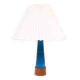 Turquoise Stoneware Table Lamp Teak base 1960s