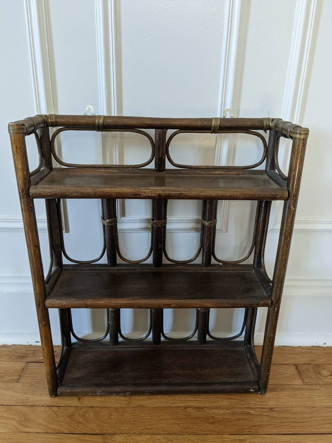 Pair of rattan shelves